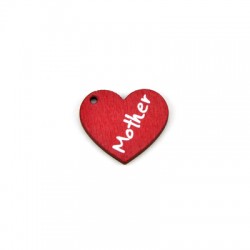 Wooden Charm Heart "Mother" 25x20mm