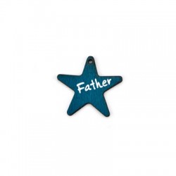 Charm di Legno Stella "Father" 25x20mm