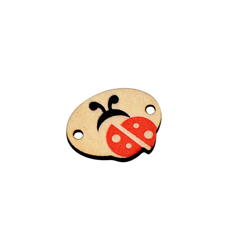 Wooden Connector Oval Ladybug 21x16mm