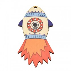 Wooden Pendant Spaceship 44x80mm