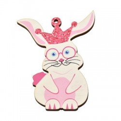 Wooden Pendant Bunny Crown 58x77mm