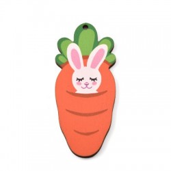 Wooden Pendant Carrot Bunny 35x80mm