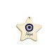 Wooden Lucky Pendant Star "Hope" w/ Evil Eye 45mm