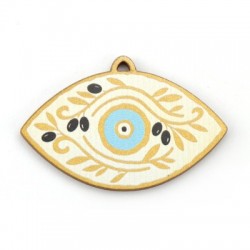 Wooden Pendant Eye w/ Olives 60x35mm