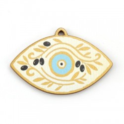 Wooden Pendant Eye w/ Olives 60x35mm