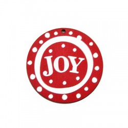 Ξύλινο Μοτίφ Στρογγυλό "JOY" Γούρι 55mm