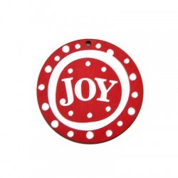 Ξύλινο Μοτίφ Στρογγυλό "JOY" Γούρι 55mm