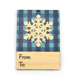 Wooden Lucky Pendant Card "From - To" w/ Snowflake 60x85mm