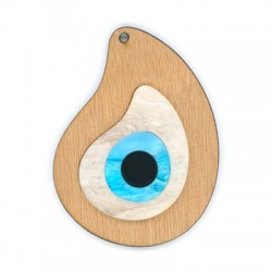 Wooden and Plexi Acrylic Pendant Teardrop 80x60mm