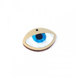 Ciondolo di Legno Ovale con Occhio in Plexiacrilico 40x29mm