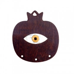 Wooden Pomegrante Pendant Plexi Acrylic Eye 54x60mm