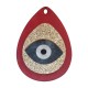 Wooden & Plexi Acrylic Pendant Drop w/Evil Eye 52x75mm
