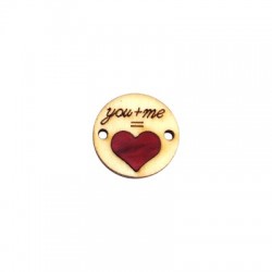 Connettore in Legno e Plexi Rotondo Cuore "you+me" 20mm