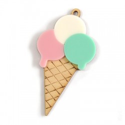 Pendente in Legno e Plexi Cono Gelato 61x25mm