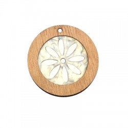 Pendente in Legno e Plexi con Fiore 40mm