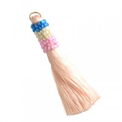 Artificial Silk Tassel With Glass Beads 80mm