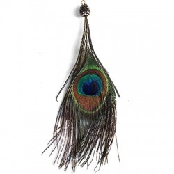 Peacock Feather w/ Rhinestone Cap 150mm