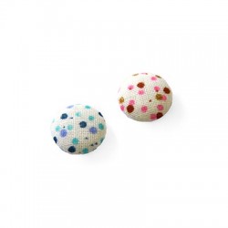Bouton rond en Tissu à pois 15 mm