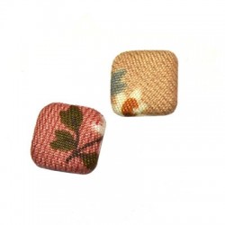 Bouton en tissu avec motif floral 13mm