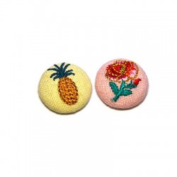 Bouton rond en Tissu Fleur 26 mm