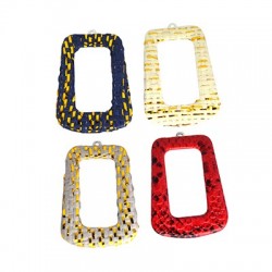 Colgante de Metal+Tela Rectangular 34x41mm