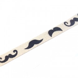 Cotton Lace 12mm with Moustache Prints (~10yards/pack)