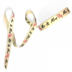 Ruban Polyester « Mr & Mrs » 16 mm (20 Yards/Paquet)