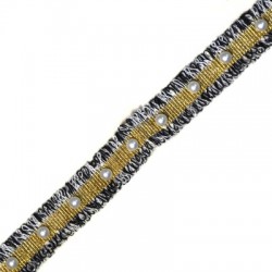 Ruban Polyester avec Perles 20 mm (~2 Yards/Paquet)