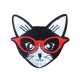 Fabric Cat with Glasses 61x60mm
