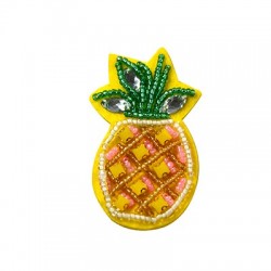 Applicazione di Stoffa con Perline Ananas ~35x60mm