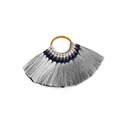 Metal Ring Pendant With Silk Mini Tassels ~55x78mm