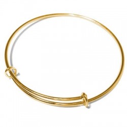 Bracelet Jonc Ajustable en Métal/Laiton 70mm (1.8mm) avec 2 anneaux