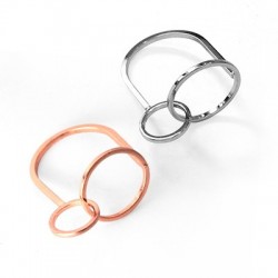 Bague en Laiton avec 2 Cercles Verticaux 29 x 22 mm