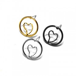 Boucle D'Oreille en Laiton cœur Cercle 15 mm