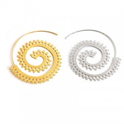 Brass Earring Hoop Spiral 45mm