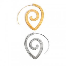 Brass Earring Hoop Spiral 60mm