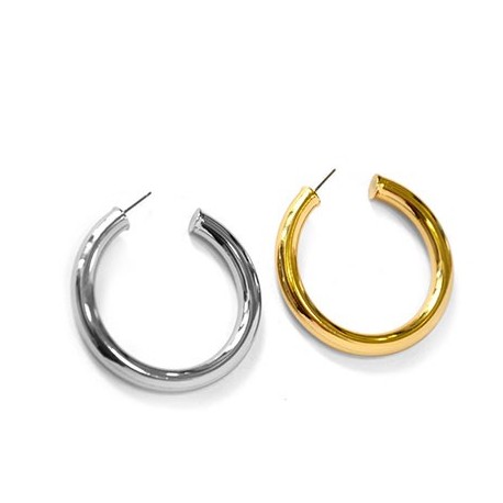 Orecchino Singolo Singularu Cerchio Point, Placcato Oro 18kt O Rodio Con Zirconi, Gioiello Donna