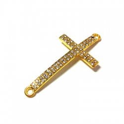 Conector de Metal Cruz con Strass 21x49mm