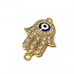 Connettore in Zama Mano di Fatima con Strass 22x28mm