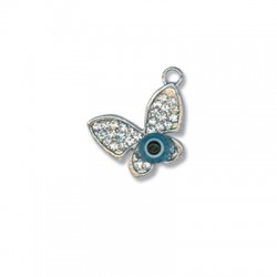 Colgante de Metal Mariposa Ojo con Strass 21x14mm