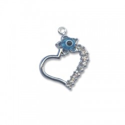 Ciondolo in Zama Cuore e Occhio con Strass 22x26mm