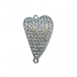 Connettore in Zama Cuore con Strass 39x26mm
