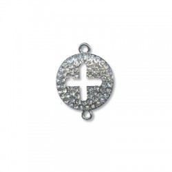 Connettore in Zama Croce con Strass 30x27mm