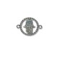 Conector de Metal Redondo Mano Hamsa Fatima y Strass 30x22mm