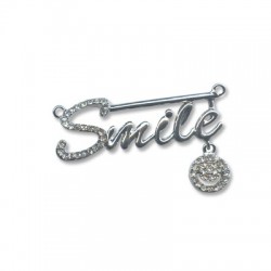 Conector de Metal Palabra "SMILE" con Strass 44x15mm