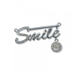 Connettore in Metallo Scritta"SMILE" con Strass 44x15mm