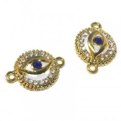 Zamak Connector Evil Eye with Rhinestone 14x20mm