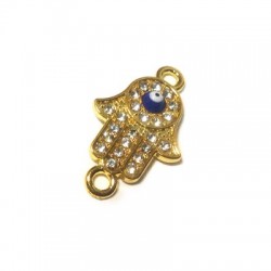 Connettore in Zama Mano di Fatima con Strass 15x25mm