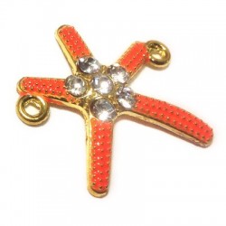 Rhinestone Seastar 29x25mm W/ 2 Rings