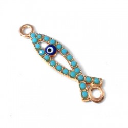 Zamak Connector Fish w/ Stones & Enamel 23x8mm